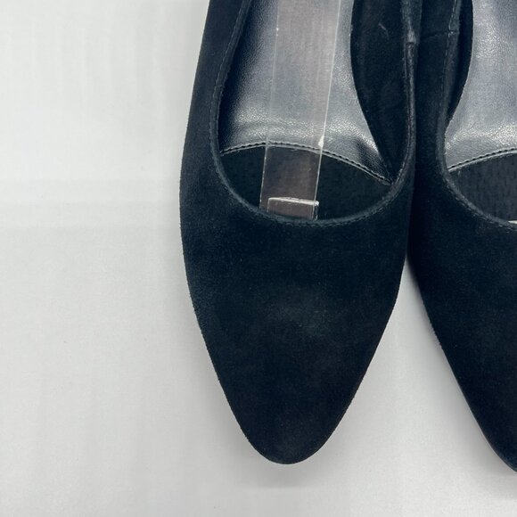 Vaneli Womens Size 6.5 Black Suede Leather Slingback Low Pumps Heels Shoes - Picture 4 of 12